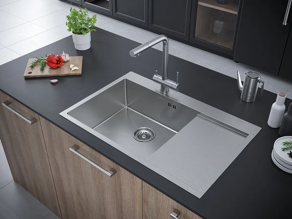 Детальное фото товара: Paulmark KRONER 78F, мойка, нержавеющая сталь брашированная