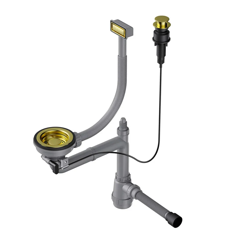 Детальное фото товара: Omoikiri WK-1-LG-A Арматура для одночашевых моек с прямоугольным переливом, светлое золото