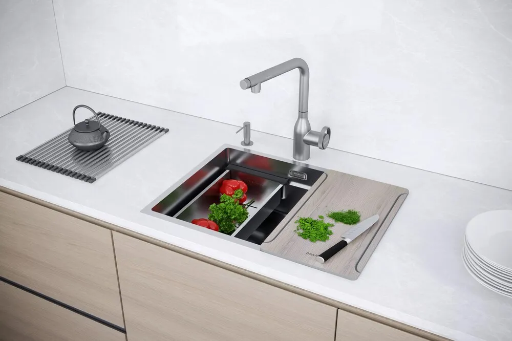 Детальное фото товара: Paulmark NEXT-MULTI SINK 54 UNI, мойка, нержавеющая сталь брашированная