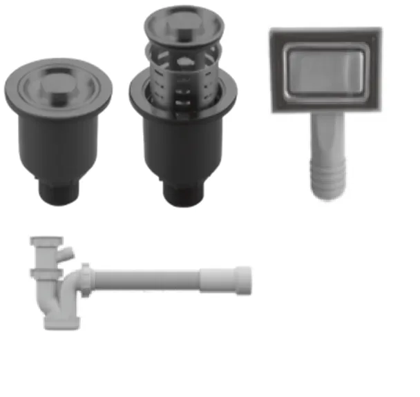 Фото товара: Rivelato 1115 PVD black сливная арматура для одночашевых моек RINOX, PVD черный