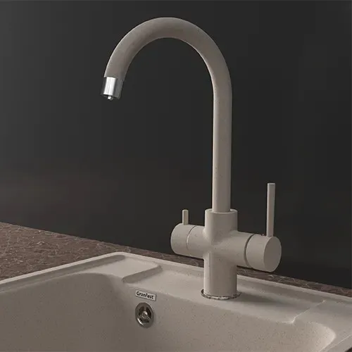 Детальное фото товара: GranFest GF-Z-5422, смеситель, гранит, песочный