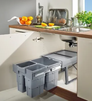 Детальное фото товара: Ninka Easy Waste мусорная система, 3 ведра - 16л, 7л, 7л, серый