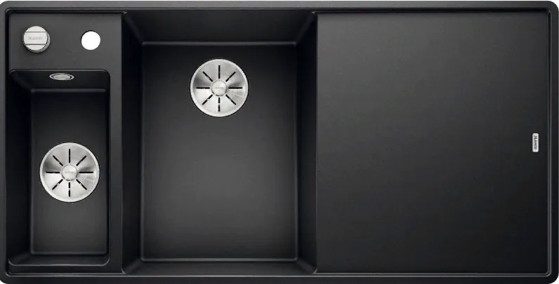 Фото товара: Blanco Axia III 6S-F, мойка, чаша слева, гранит, антрацит, доска стекло