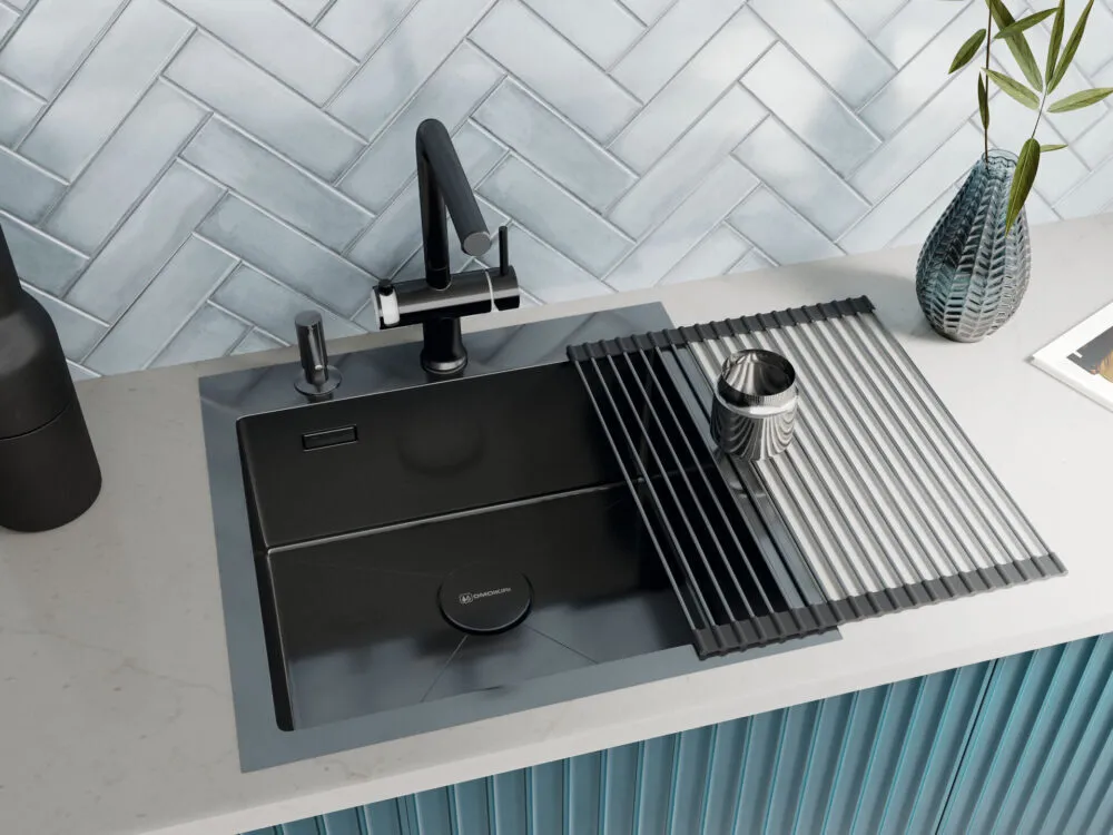 Детальное фото товара: Omoikiri Akisame 51-GM, мойка, нержавеющая сталь/вороненая сталь