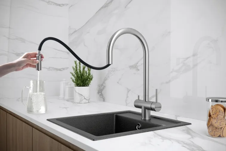 Детальное фото товара: KUCHENSTERN DRIM-FS, смеситель, нержавеющая сталь