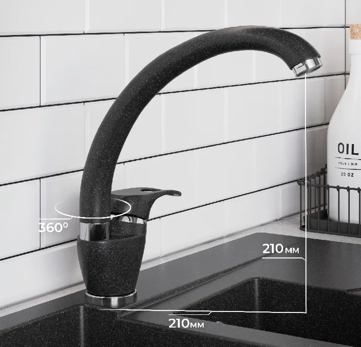 Детальное фото товара: Polygran Денеб, смеситель, черный №16