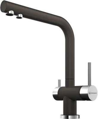 Фото товара: Omoikiri Nagano-DC, смеситель, хром/гранит, темный шоколад