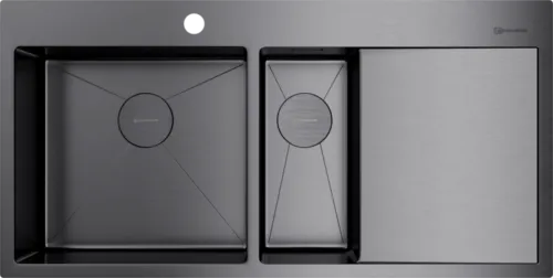 Фото товара: Omoikiri Akisame 100-2-GM-L, мойка, нержавеющая сталь/вороненая сталь, чаша слева