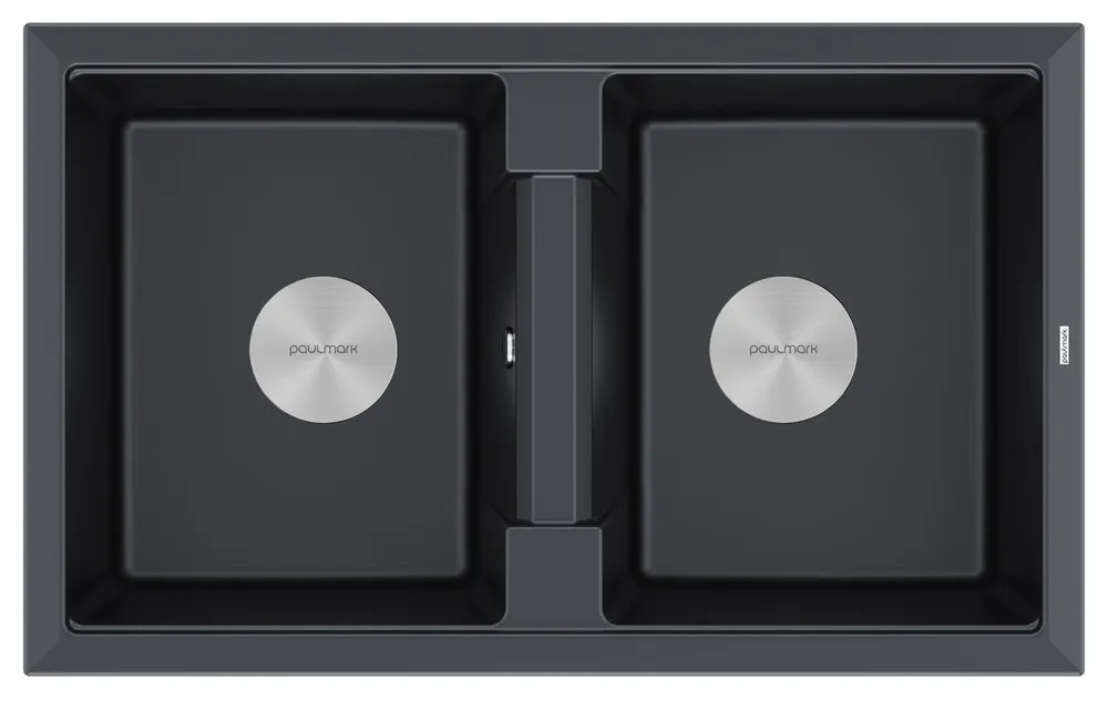 Фото товара: Paulmark TANDEM 80/2, мойка, гранит, черный металлик