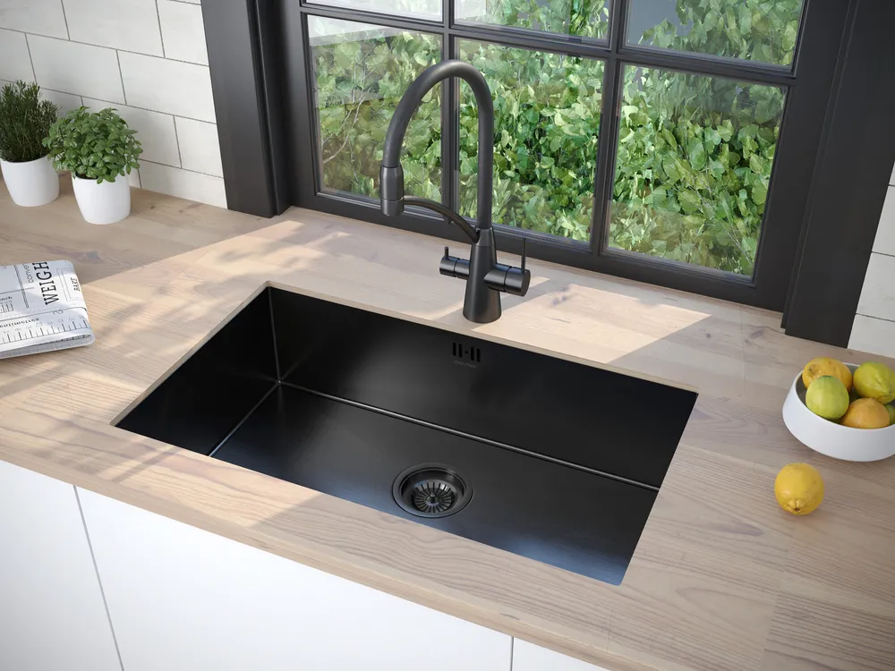 Детальное фото товара: Paulmark GERBERG 74 UNI, мойка, нержавеющая сталь, вороненая сталь