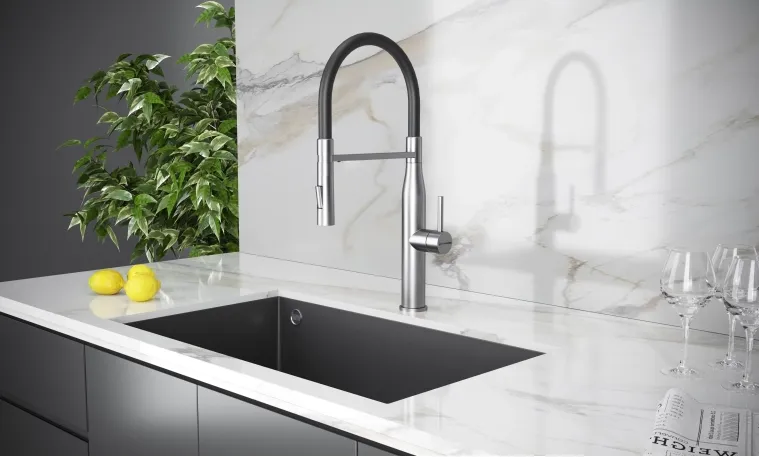 Детальное фото товара: KUCHENSTERN KERN-E, смеситель, нержавеющая сталь