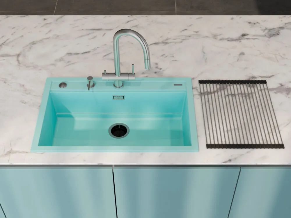 Детальное фото товара: Omoikiri Kitagawa 79-LB-AZ, мойка, керамика, azur blue