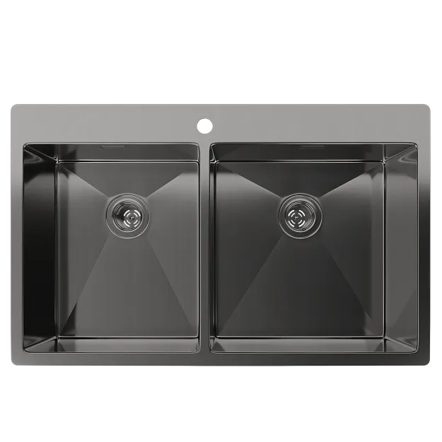 Фото товара: Rivelato RINOX 7450 2В PVD black, мойка, нержавеющая сталь, черный