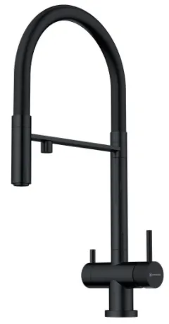 Детальное фото товара: Omoikiri Kanto GB, смеситель, графит/черный гибкий шланг