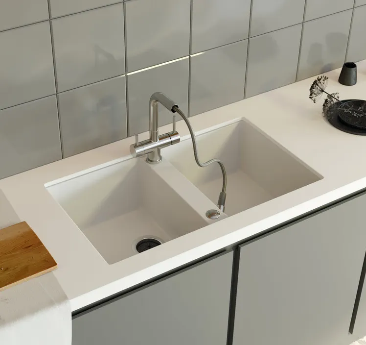 Детальное фото товара: Omoikiri Kitagawa 83-2-U-GR, мойка, керамика, leningrad grey