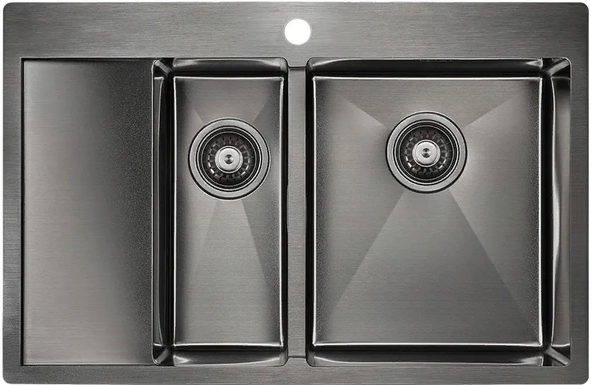 Фото товара: Paulmark KRONER 78/2SF, мойка, нержавеющая сталь, вороненая сталь, правая