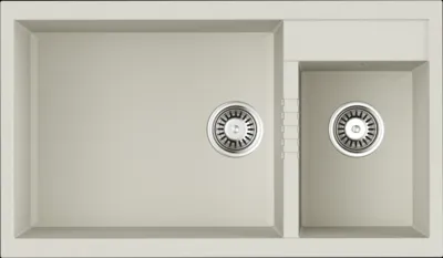 Детальное фото товара: Omoikiri Tedori 86-2-LB-WH, мойка, гранит, белый