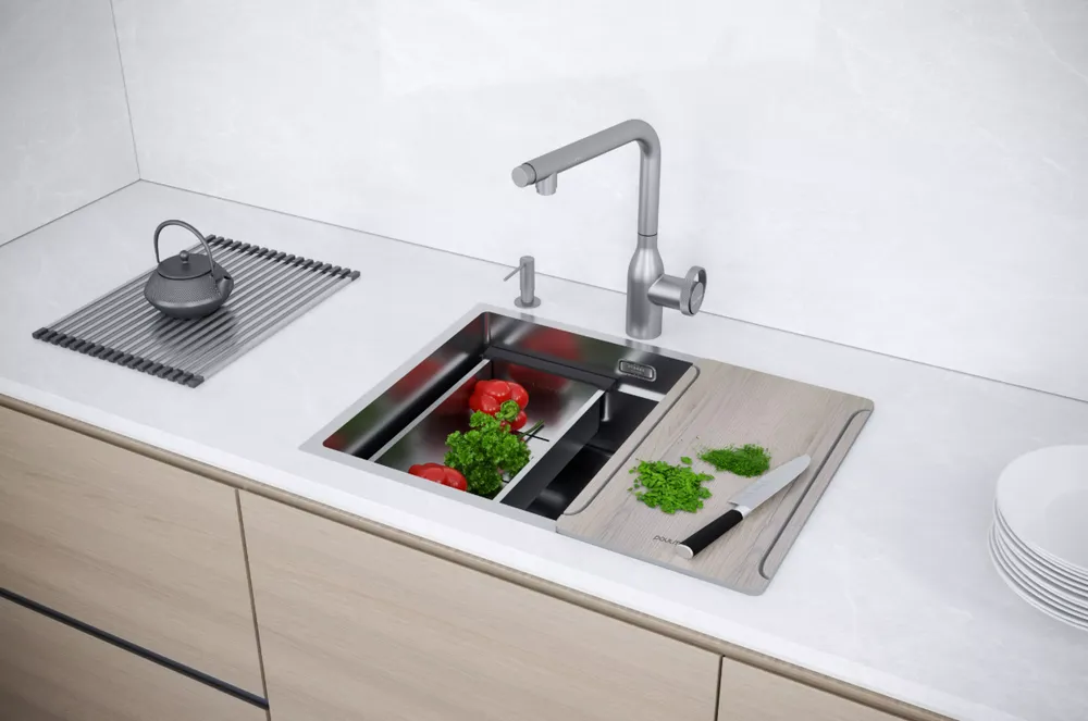 Детальное фото товара: Paulmark NEXT-MULTI SINK 54-L UNI, мойка, нержавеющая сталь брашированная