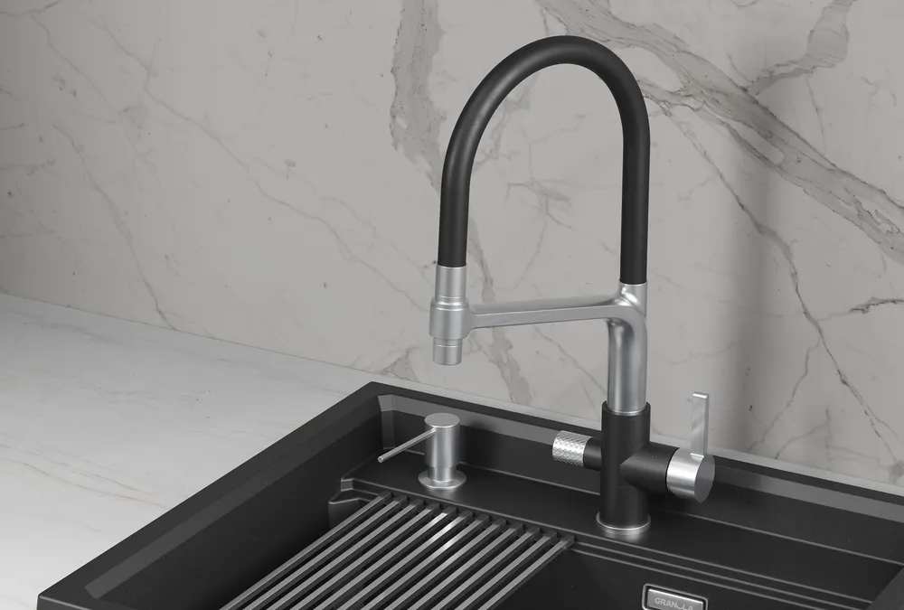Детальное фото товара: GRANULA 5083 смеситель, нержавеющая сталь, шварц