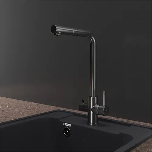 Детальное фото товара: GranFest GF-Z-5421, смеситель, нержавеющая сталь, PVD графит