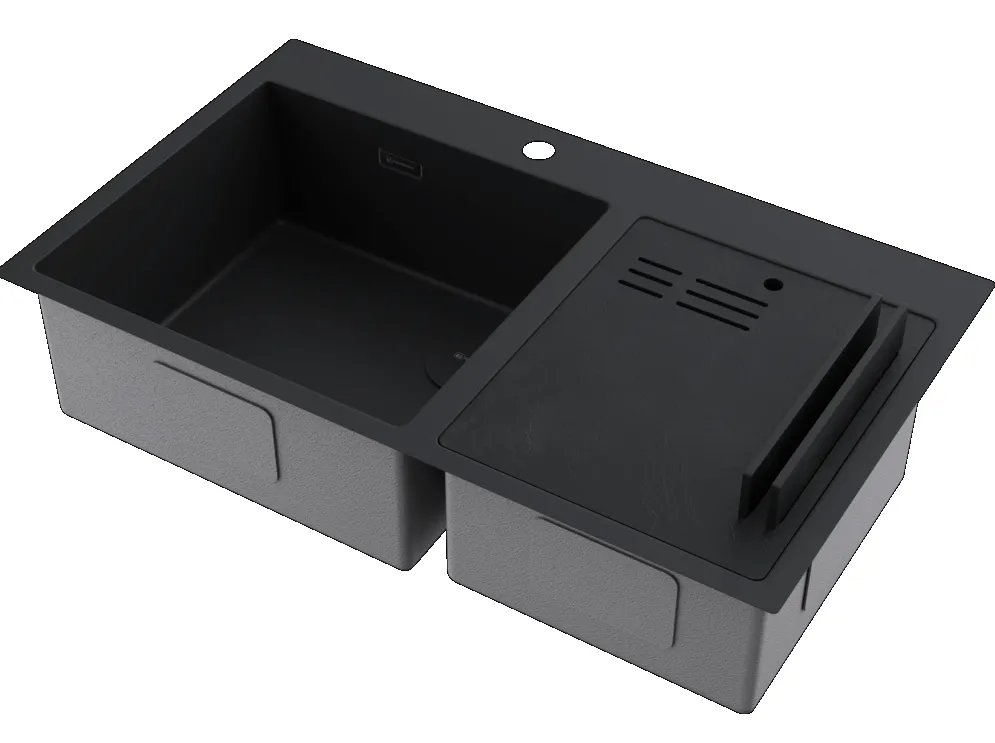 Детальное фото товара: Omoikiri Akisame 86-2 Side-GB, мойка, нержавеющая сталь/графит