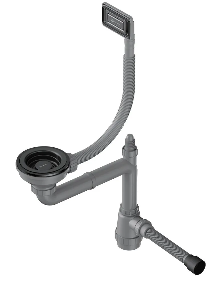 Фото товара: Omoikiri WK-1-UN-GM Арматура для одночашевых моек с универс. прямоуг. переливом, вороненая сталь