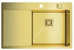 Детальное фото товара: Omoikiri Akisame 78-LG-R, мойка, нержавеющая сталь/светлое золото, чаша справа