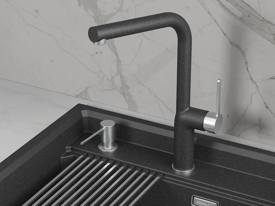 Детальное фото товара: GRANULA 9502 смеситель, гранит, черный