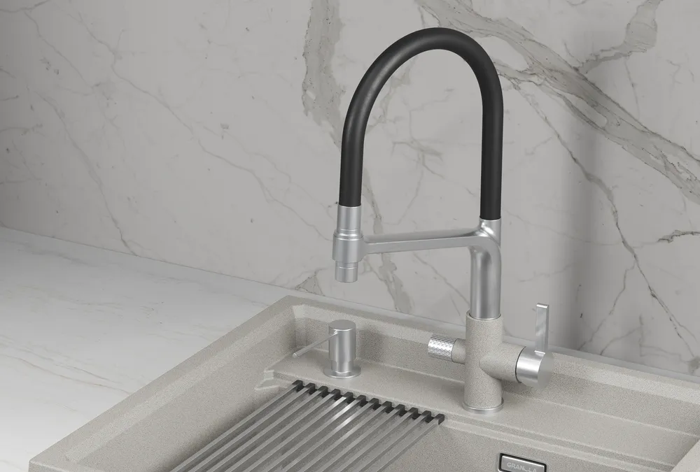 Детальное фото товара: GRANULA 5083 смеситель, нержавеющая сталь, базальт