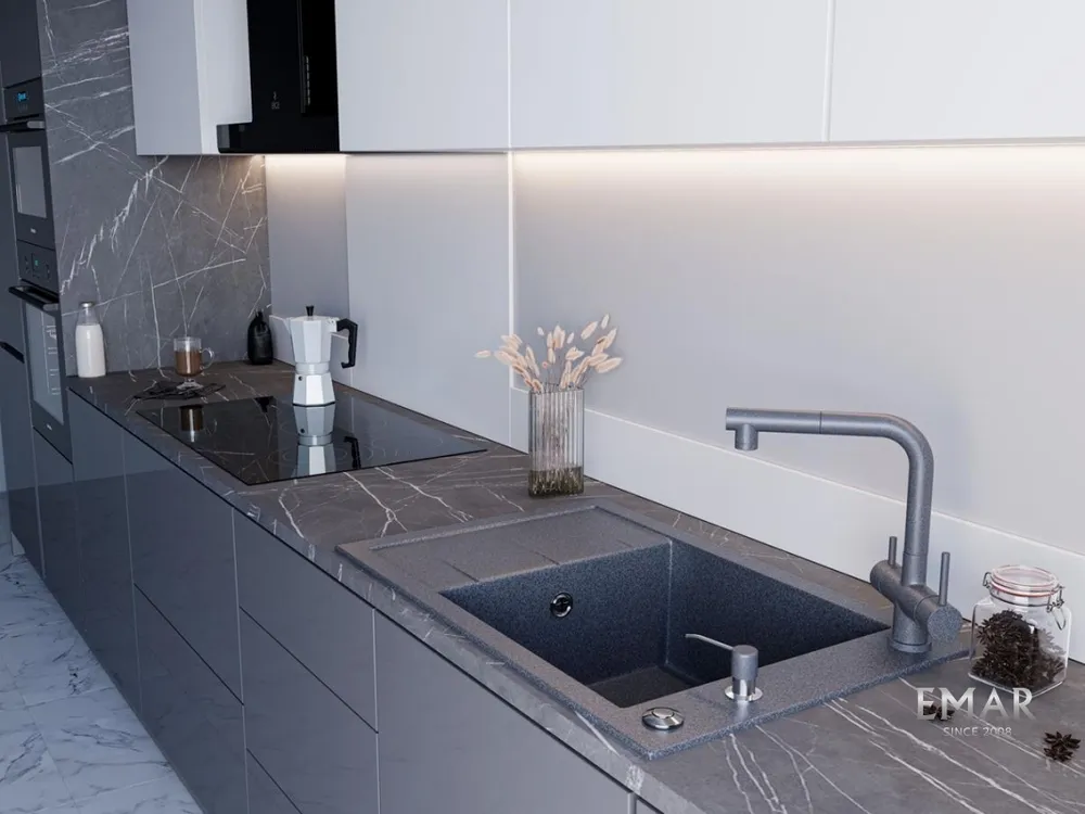 Детальное фото товара: Emar EMQ-1780.Q, мойка, гранит, антрацит