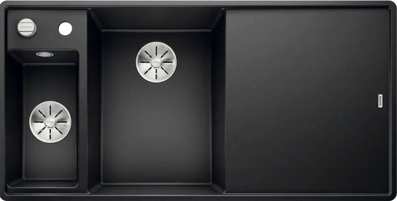 Фото товара: Blanco Axia III 6S-F, мойка, чаша слева, гранит, антрацит, доска ясень