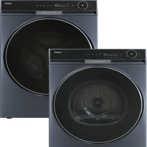 Фото товара: Haier стирка HW120-BD14397SU1 + сушка HD100-A3397SU1