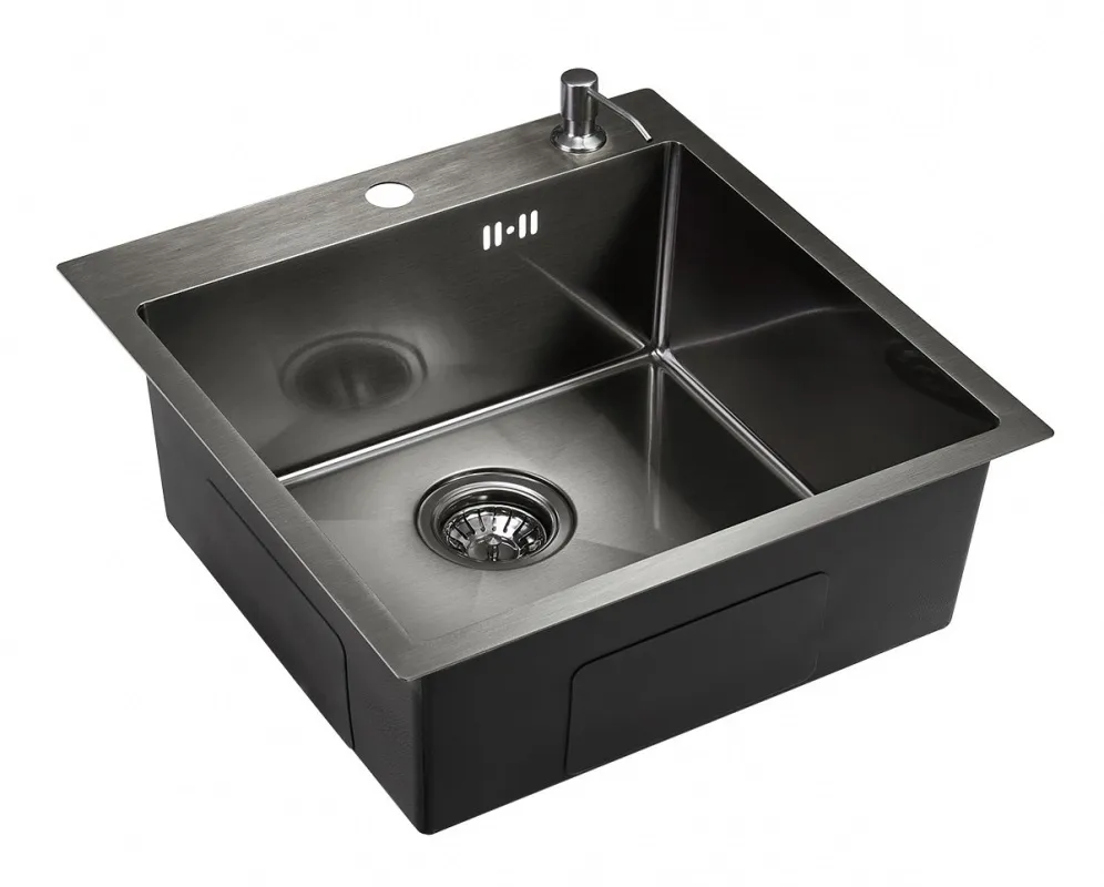 Детальное фото товара: Emar EMB-117A PVD Nano Dark, мойка, нержавеющая сталь, вороненая сталь