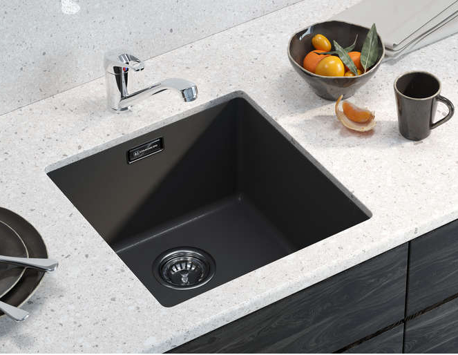 Omoikiri Kata 54-U-BL, мойка, гранит, черный Детальное фото товара: Omoikiri Kata 54-U-BL, мойка, гранит, черный