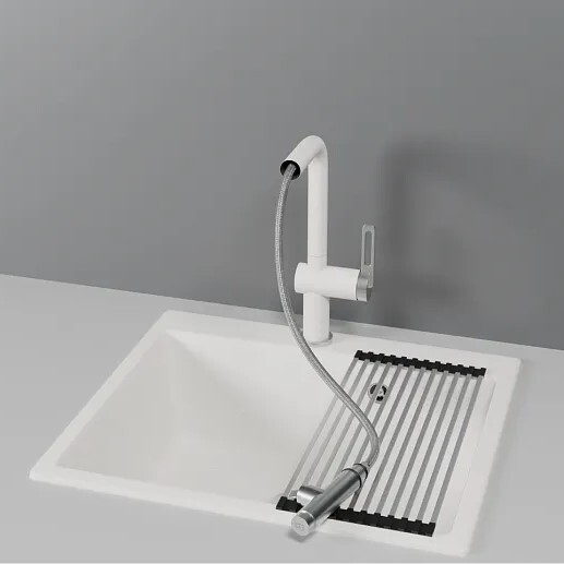 Детальное фото товара: GRANULA 8169 смеситель, гранит, арктик (белый)