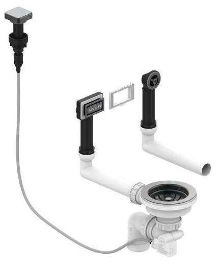 Фото товара: ALVEUS выпуск для мойки с вертикальным переливом POP UP ANTHRACITE new с рамкой и заглушкой