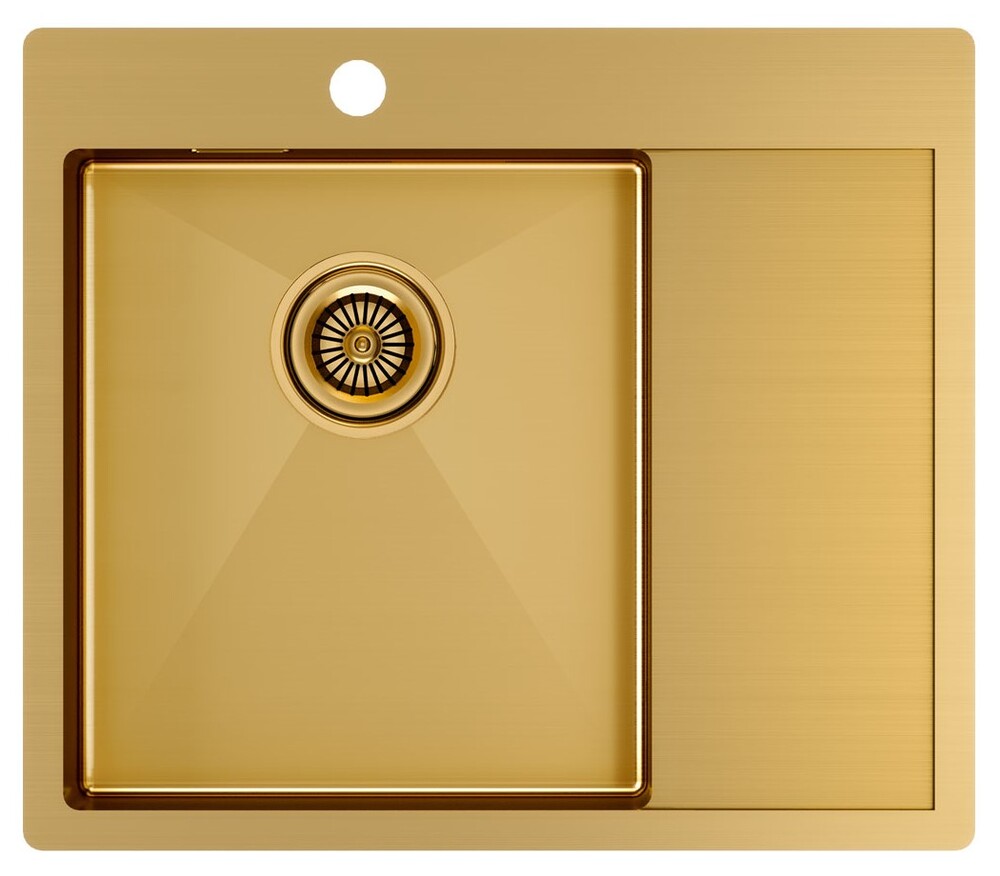 Детальное фото товара: Paulmark KRONER 59F, мойка, нержавеющая сталь, брашированное золото, левая