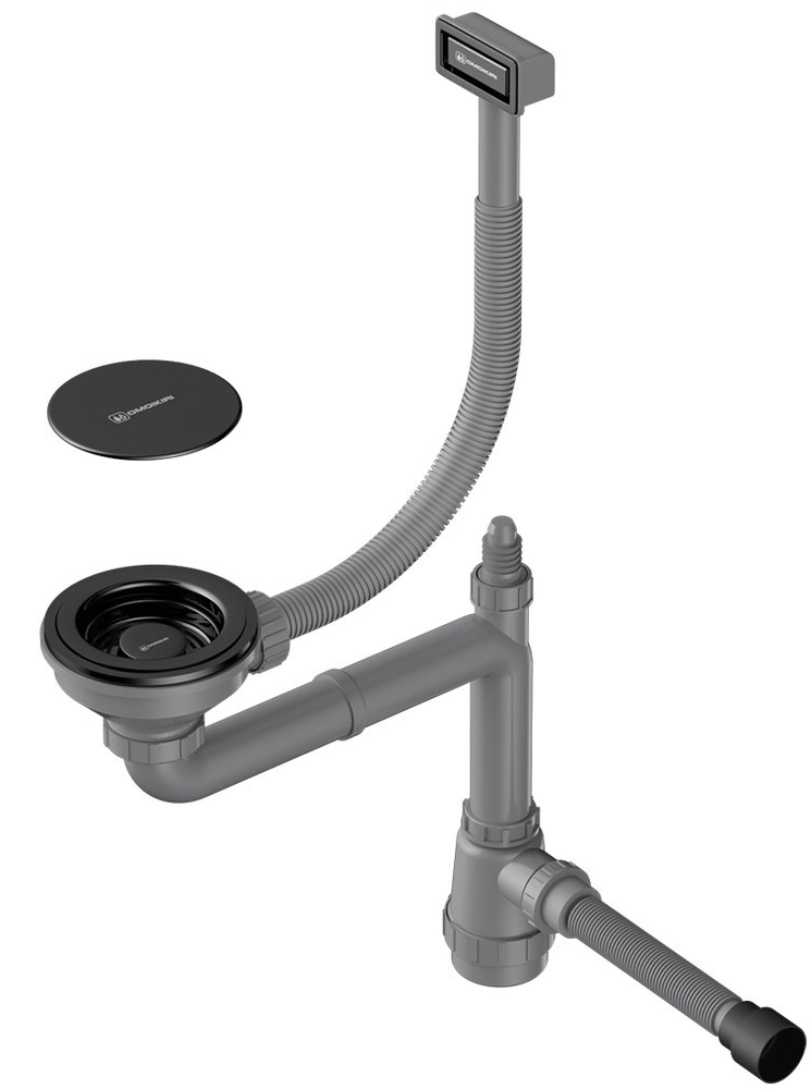 Фото товара: Omoikiri WK-1C-GB Арматура для одночашевых моек с прямоугольным переливом, графит