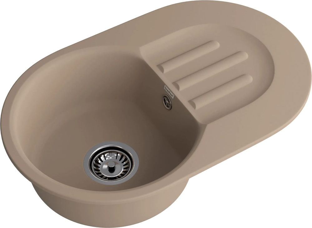 GranFest GF-SMART 685 L, мойка, мрамор, песочный Детальное фото товара: GranFest GF-SMART 685 L, мойка, мрамор, песочный