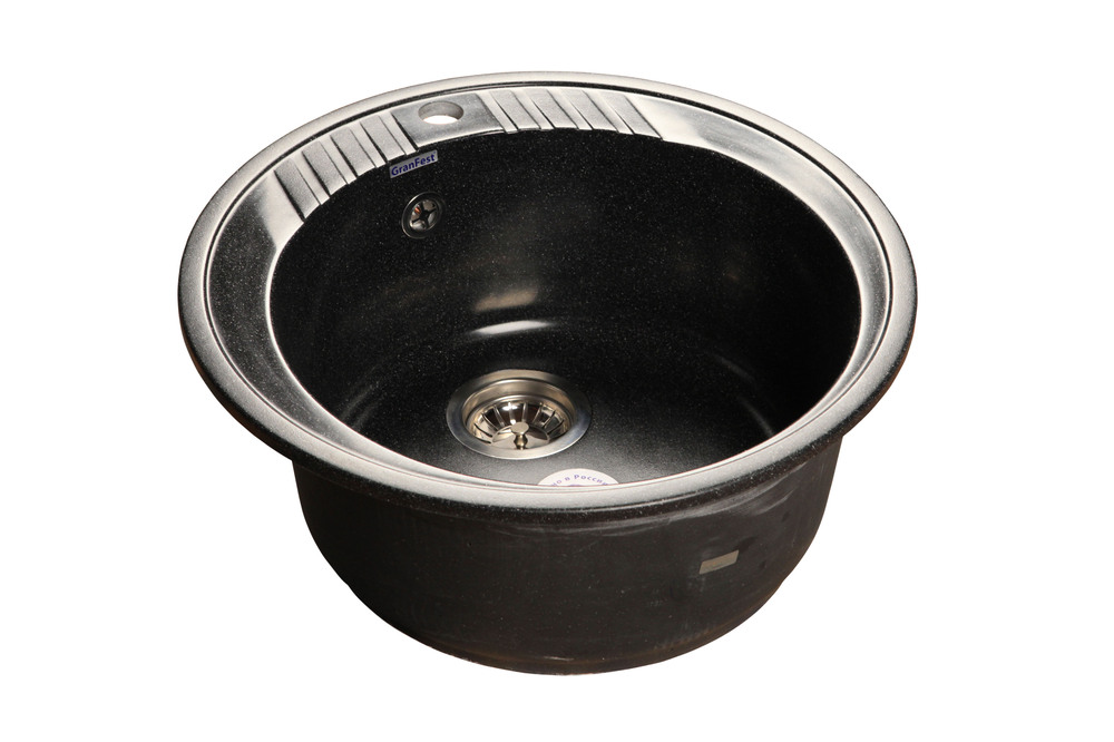 GranFest RONDO GF-R-520, мойка, мрамор, черный Детальное фото товара: GranFest RONDO GF-R-520, мойка, мрамор, черный