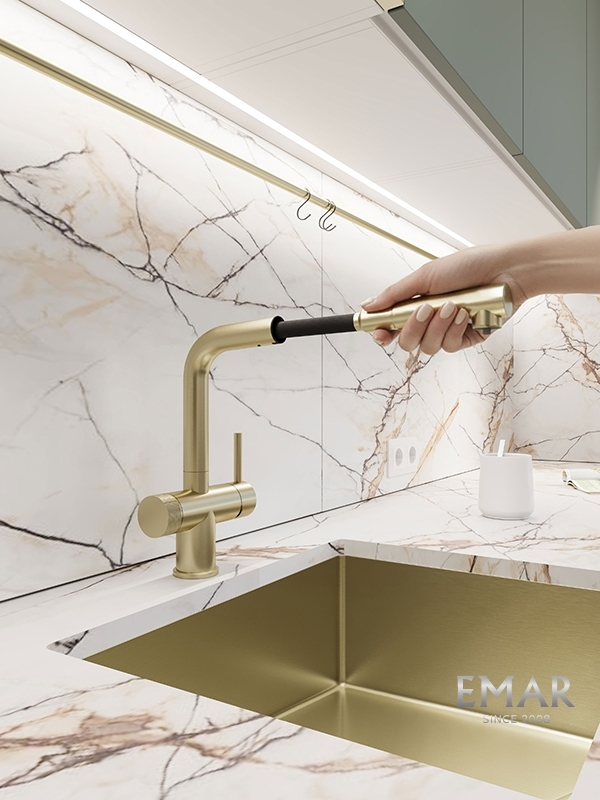 Детальное фото товара: Emar EC-7026 Matt Gold, смеситель, матовое золото