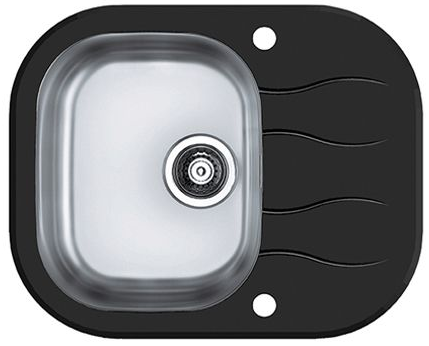 Фото товара: ALVEUS WAVE 10, мойка, нержавеющая сталь/стекло, черный (в компл.с сиф. 1127251)