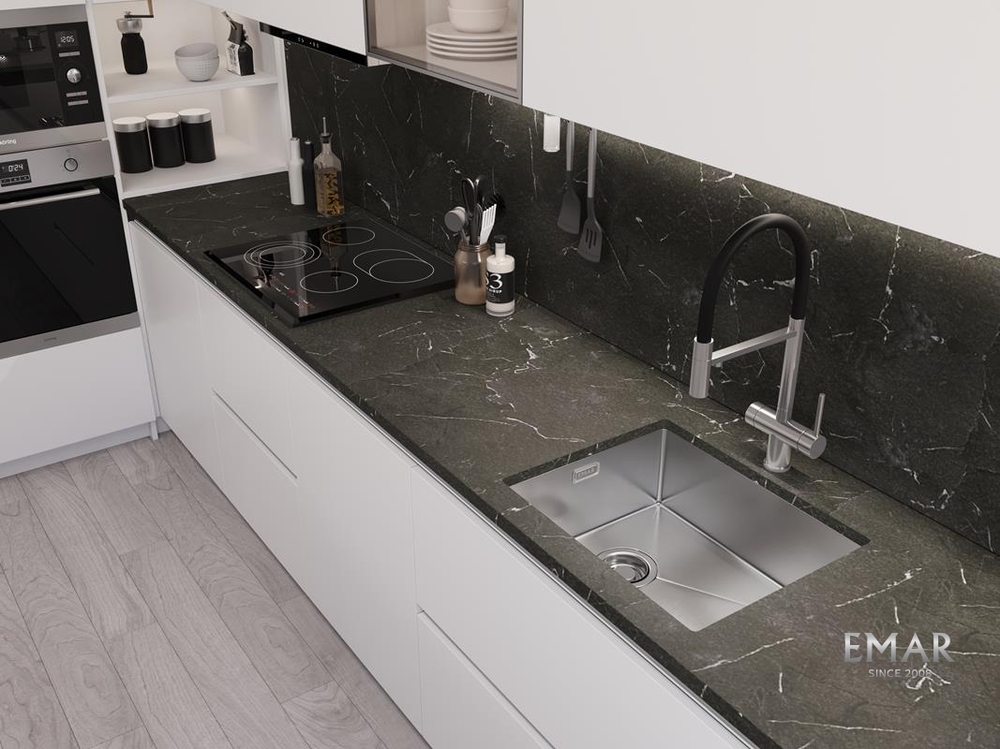 Детальное фото товара: Emar EMB-540(UN) PVD Nano Satin, мойка, нержавеющая сталь, сатин