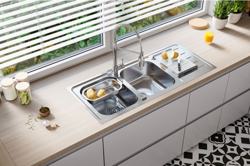 Детальное фото товара: ALVEUS LINE MAXIM 100 SAT 90, мойка, нержавеющая сталь (в компл.с сифоном 1127257)