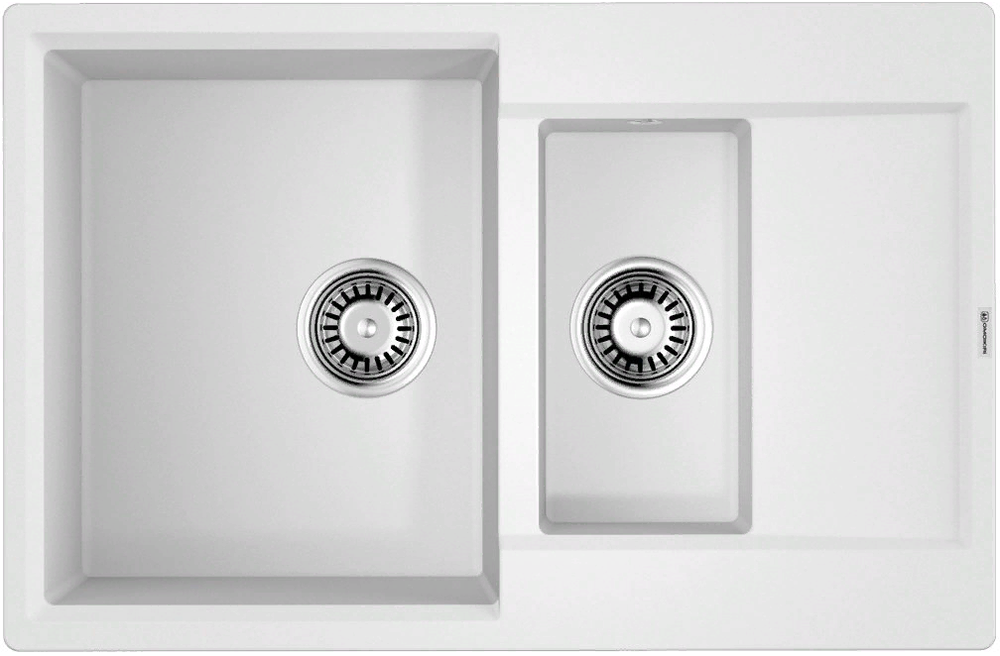 Omoikiri Daisen 78-2T-WH, мойка, гранит, белый Детальное фото товара: Omoikiri Daisen 78-2T-WH, мойка, гранит, белый