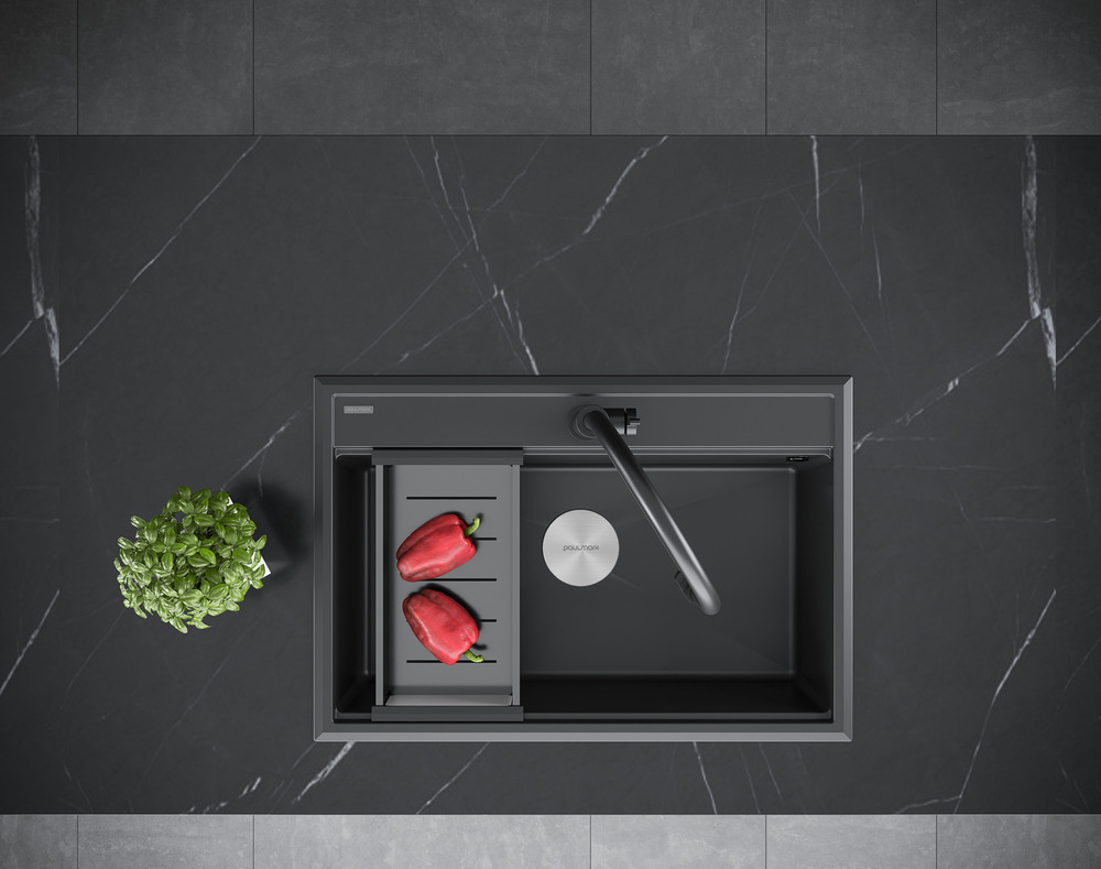 Paulmark STEPIA 80, мойка, гранит, антрацит Детальное фото товара: Paulmark STEPIA 80, мойка, гранит, антрацит