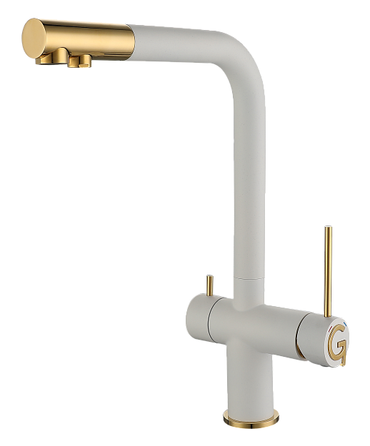 Фото товара: Rivelato LUGANO 1523513 brina/oro, смеситель, гранит, иней/золото