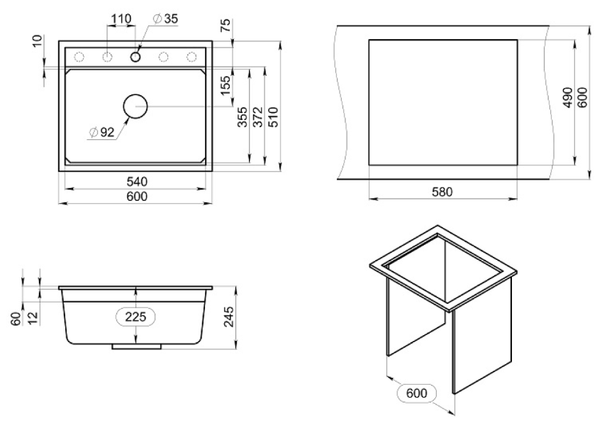 Детальное фото товара: GRANULA 6003i мойка, гранит, шварц