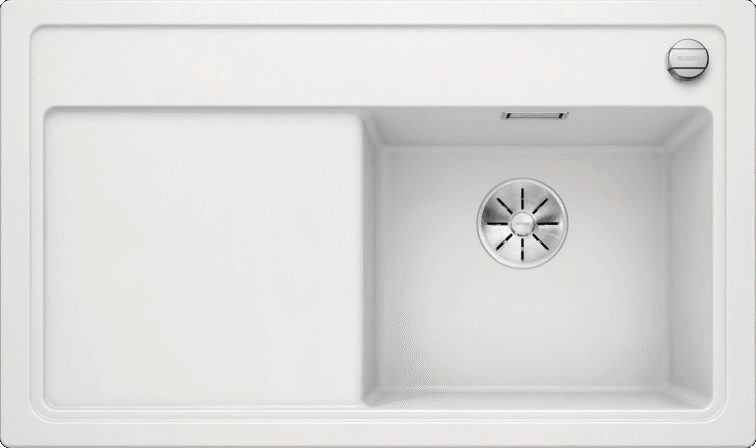 Детальное фото товара: Blanco Zenar 45S, мойка, гранит, белый, с клапаном-автоматом, чаша справа