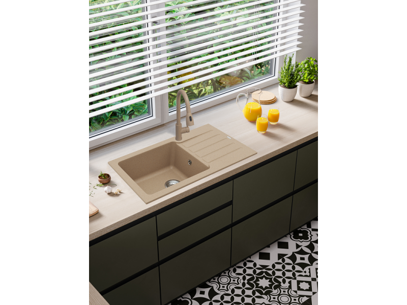 Детальное фото товара: ALVEUS GRANITAL NIAGARA 90 G55 BEIGE, мойка, гранит, бежевый (с сифоном 1130548)